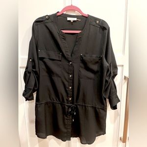 Calvin Klein black button down blouse, large